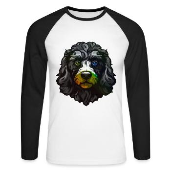 Caniche Tête De Chien Coloré - T-shirt baseball manches longues Homme - blanc/noir - Devant - Nik (191cm)