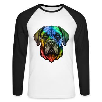 Mastiff Dog Head Colorful - Unisex Long Sleeve Baseball T-Shirt - white/black - Front - Nik (191cm)