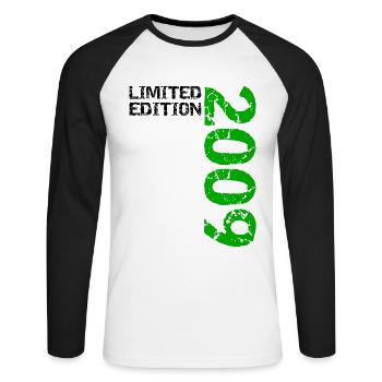 2009 Édition Limitée Anniversaire Cadeau Femme Mari - T-shirt baseball manches longues Homme - blanc/noir - Devant - Nik (191cm)