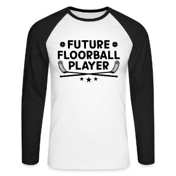 Bébé joueur de floorball - Future joueur de floorball - T-shirt baseball manches longues Homme - blanc/noir - Devant - Nik (191cm)