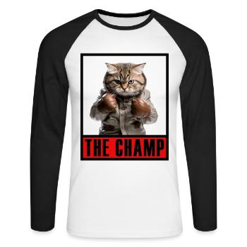 Funny Cat Boxing Martial Arts MMA Martial Arts - Unisex Long Sleeve Baseball T-Shirt - white/black - Front - Nik (191cm)