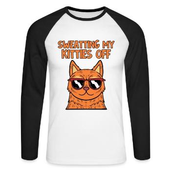 Sweating My Kitties Off Miezekatze Kätzchen - Unisex Baseballshirt langarm - Weiß/Schwarz - Vorne - Nik (191cm)