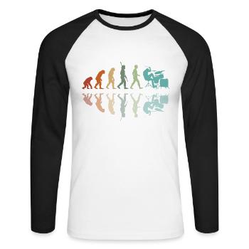 Schlagzeuger Entwicklung - Unisex Baseballshirt langarm - Weiß/Schwarz - Vorne - Nik (191cm)