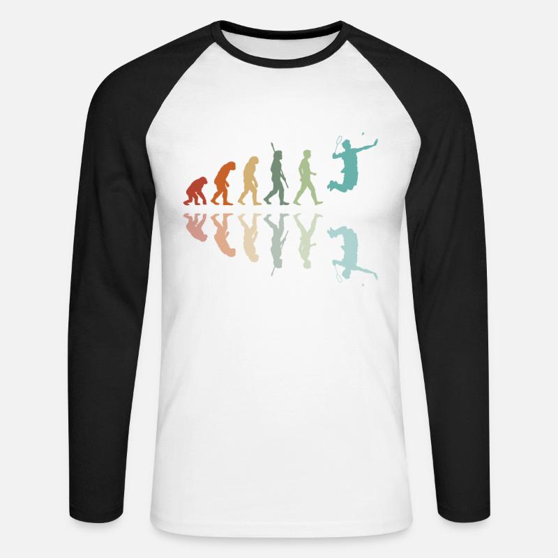 Badminton Evolution - Unisex Baseballshirt langarm - Weiß/Schwarz