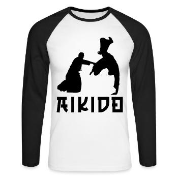 Aikido - Unisex Baseballshirt langarm - Weiß/Schwarz - Vorne - Nik (191cm)