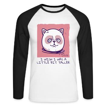 I Wish I Was Bigger: Silly Cat - Unisex Long Sleeve Baseball T-Shirt - white/black - Front - Nik (191cm)