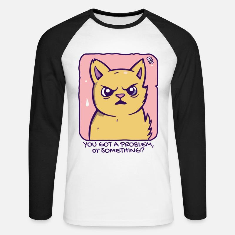 Got a problem? Passive-aggressive cat - Unisex Long Sleeve Baseball T-Shirt - white/black