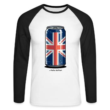 Barry's Box with British Flag - Unisex Long Sleeve Baseball T-Shirt - white/black - Front - Nik (191cm)