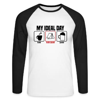 My perfect day camping camper - Unisex Long Sleeve Baseball T-Shirt - white/black - Front - Nik (191cm)