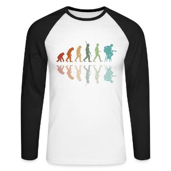 Développement de la guitare - T-shirt baseball manches longues Homme - blanc/noir - Devant - Nik (191cm)