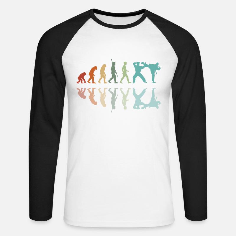 Karate Evolution - Unisex Long Sleeve Baseball T-Shirt - white/black