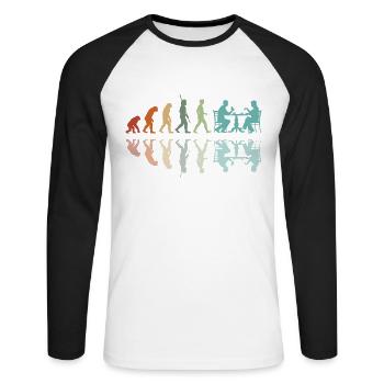 Développement des échecs - T-shirt baseball manches longues Homme - blanc/noir - Devant - Nik (191cm)