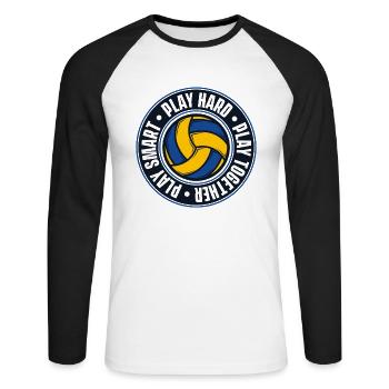 Play Hard Together Smart Volleyball Player Volleyball - Unisex Long Sleeve Baseball T-Shirt - white/black - Front - Nik (191cm)