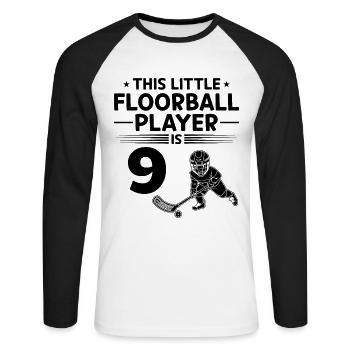 9th Birthday Floorball Player Kids Floorball Playe - Unisex Baseballshirt langarm - Weiß/Schwarz - Vorne - Nik (191cm)