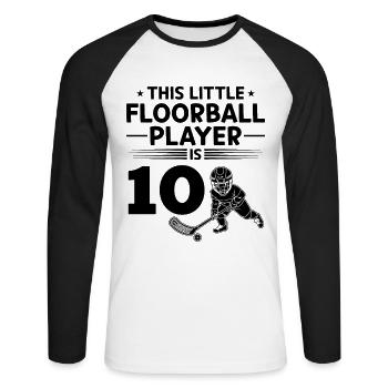 Ce petit joueur de floorball a 10 ans floor - T-shirt baseball manches longues Homme - blanc/noir - Devant - Nik (191cm)