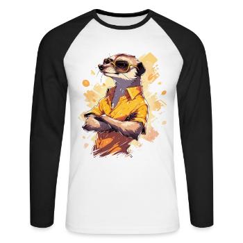 Cool Meerkat Sarfari Africa Lover - Unisex Long Sleeve Baseball T-Shirt - white/black - Front - Nik (191cm)