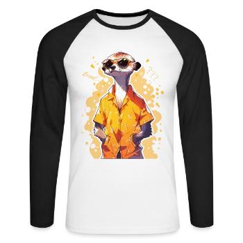 Cool Meerkat Sarfari Africa Lover - Unisex Long Sleeve Baseball T-Shirt - white/black - Front - Nik (191cm)