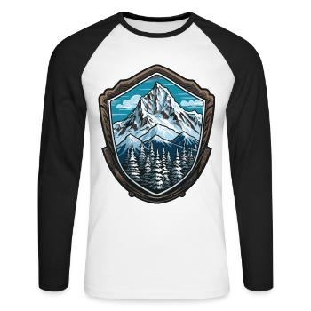 Mountains Symbol Mountaineering - Unisex Long Sleeve Baseball T-Shirt - white/black - Front - Nik (191cm)
