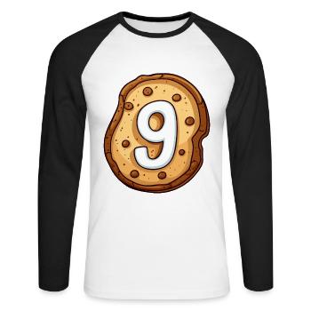 Geburtstags Keks für Neunjährige Kinder - Unisex Baseballshirt langarm - Weiß/Schwarz - Vorne - Nik (191cm)