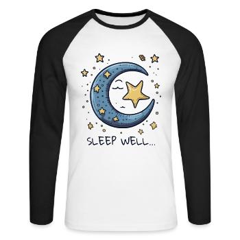 Dors bien, douce lune et étoiles - T-shirt baseball manches longues Homme - blanc/noir - Devant - Nik (191cm)