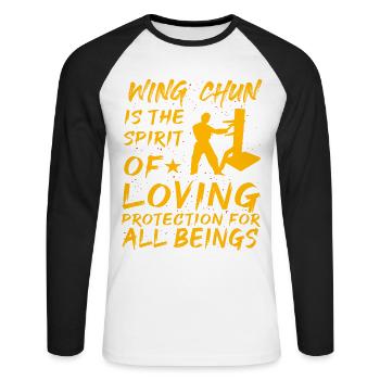Wing Chun ist der Geist des liebevollen Schutzes für - Unisex Baseballshirt langarm - Weiß/Schwarz - Vorne - Nik (191cm)