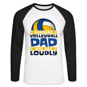 Warning Volleyball Dad Will Yell Loudly Volleyball - Unisex Baseballshirt langarm - Weiß/Schwarz - Vorne - Nik (191cm)