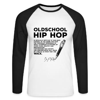 Old-school hip-hop takes back control - Unisex Long Sleeve Baseball T-Shirt - white/black - Front - Nik (191cm)