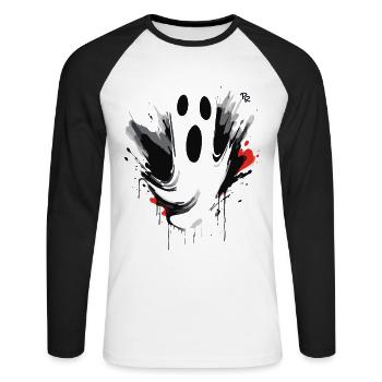 Just another cartoon ghost - Unisex Long Sleeve Baseball T-Shirt - white/black - Front - Nik (191cm)