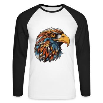 Eagle Head - Unisex Long Sleeve Baseball T-Shirt - white/black - Front - Nik (191cm)
