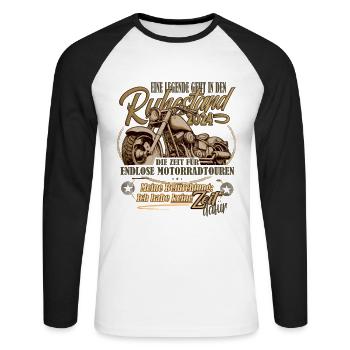 Legende, Rente, Ruhestand, Motorrad, Geschenk - Unisex Baseballshirt langarm - Weiß/Schwarz - Vorne - Nik (191cm)
