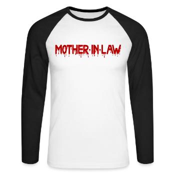 Drôle Ta belle-mère Drôle Halloween - T-shirt baseball manches longues Homme - blanc/noir - Devant - Nik (191cm)