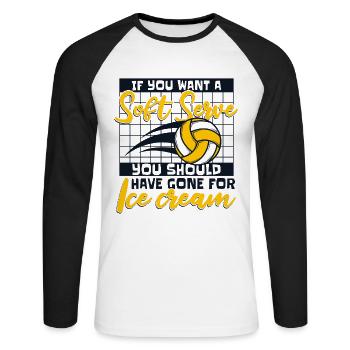If You Want A Soft Serve Get Ice Cream Volleyball - Unisex Baseballshirt langarm - Weiß/Schwarz - Vorne - Nik (191cm)