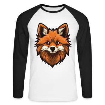 Pomeranian Dog Head - Unisex Long Sleeve Baseball T-Shirt - white/black - Front - Nik (191cm)