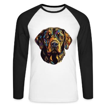Labrador Hund Kopf - Unisex Baseballshirt langarm - Weiß/Schwarz - Vorne - Nik (191cm)