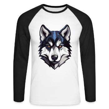 Husky Dog Head - Unisex Long Sleeve Baseball T-Shirt - white/black - Front - Nik (191cm)