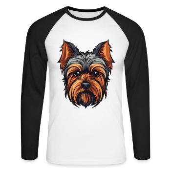 Yorkshire Terrier Dog Head - Unisex Long Sleeve Baseball T-Shirt - white/black - Front - Nik (191cm)