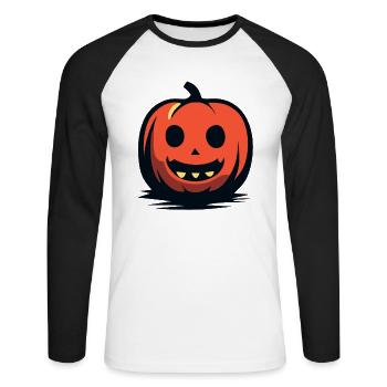Funny Pumpkin - Unisex Long Sleeve Baseball T-Shirt - white/black - Front - Nik (191cm)