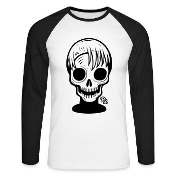 Unheimliches Totenkopf Mädchen - Unisex Baseballshirt langarm - Weiß/Schwarz - Vorne - Nik (191cm)