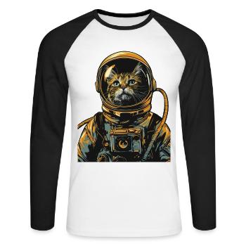 Astronaut Cat Space Explorer Funny - Unisex Long Sleeve Baseball T-Shirt - white/black - Front - Nik (191cm)