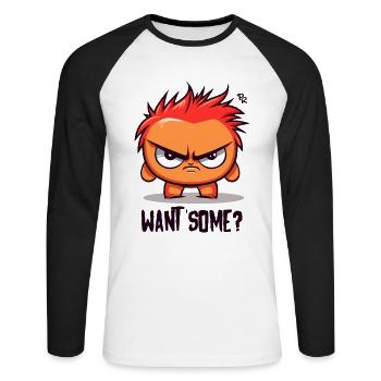 Petit fauteur de troubles, veux-tu quelque chose ? - T-shirt baseball manches longues Homme - blanc/noir - Devant - Nik (191cm)
