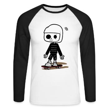 Young skateboarder riding skateboarding - Unisex Long Sleeve Baseball T-Shirt - white/black - Front - Nik (191cm)