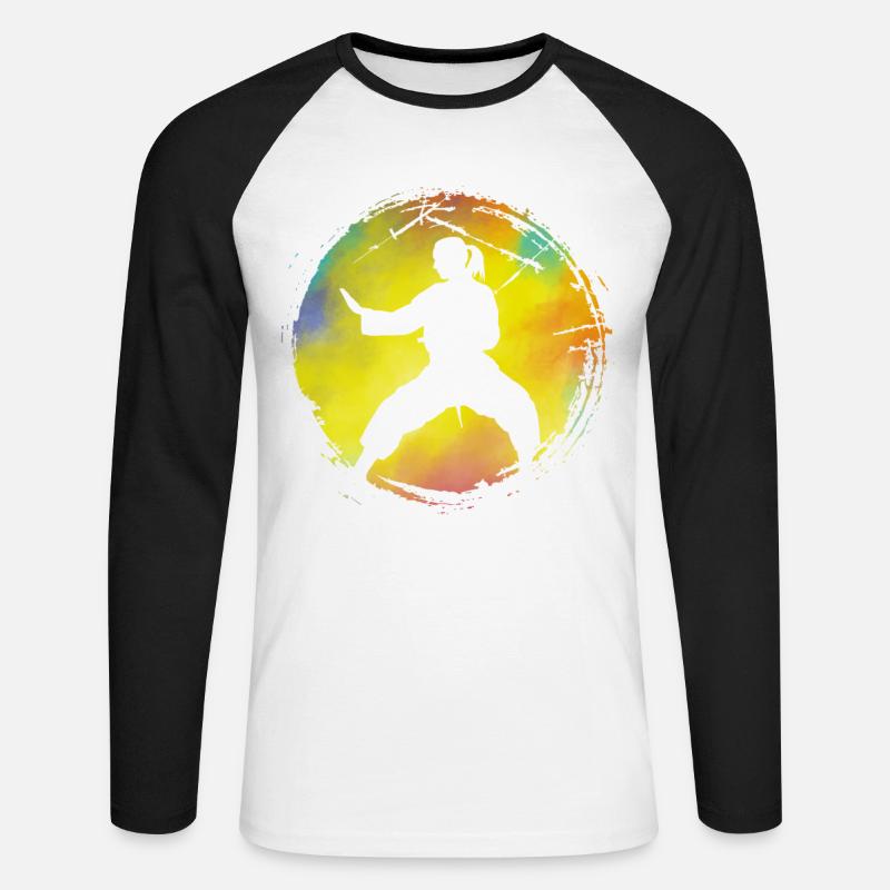 Wing Chun - Unisex Baseballshirt langarm - Weiß/Schwarz
