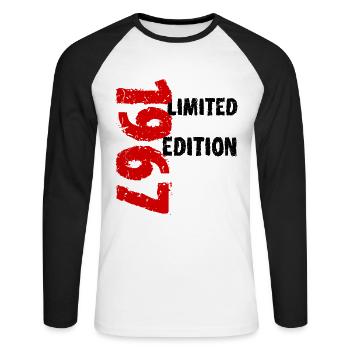 1967 édition limitée 56e anniversaire cadeau Fun - T-shirt baseball manches longues Homme - blanc/noir - Devant - Nik (191cm)