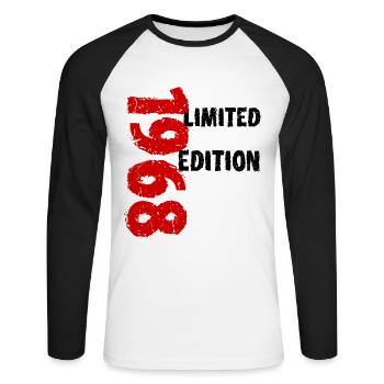 1968 Limited Edition Birthday Gift Wife Husband - Unisex Long Sleeve Baseball T-Shirt - white/black - Front - Nik (191cm)