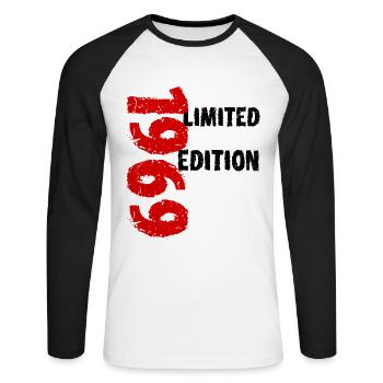 1969 édition limitée anniversaire cadeau femme mari - T-shirt baseball manches longues Homme - blanc/noir - Devant - Nik (191cm)