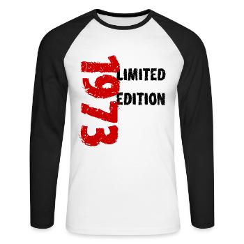 1973 édition limitée anniversaire cadeau femme mari - T-shirt baseball manches longues Homme - blanc/noir - Devant - Nik (191cm)