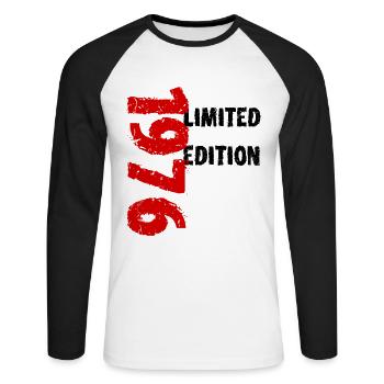 1976 Limited Edition Birthday Gift Wife Husband - Unisex Long Sleeve Baseball T-Shirt - white/black - Front - Nik (191cm)