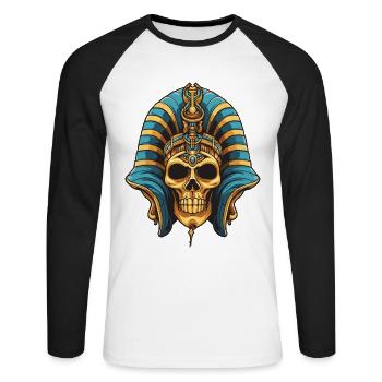 Crâne de pharaon - T-shirt baseball manches longues Homme - blanc/noir - Devant - Nik (191cm)