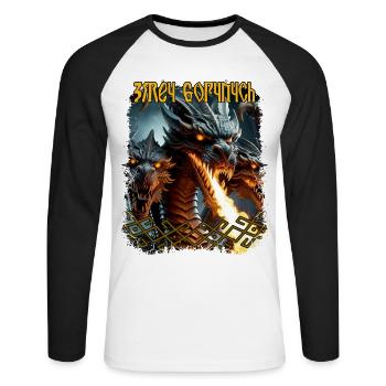 Slave Zmey Gorynych Folklore Mythologie Païen - T-shirt baseball manches longues Homme - blanc/noir - Devant - Nik (191cm)