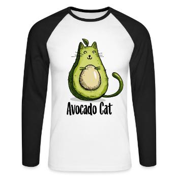 Avocat chat chats cadeau végétarien - T-shirt baseball manches longues Homme - blanc/noir - Devant - Nik (191cm)